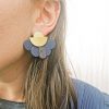Clou d_oreille_LUNA_doré_plaqué or_cuir_bleu_recyclé Boucle d'oreille LUNAO