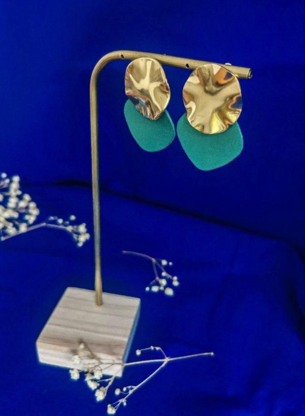 Boucles d'oreilles rondes, modulables_laiton doré à l'or fin et en cuir_Myosi_13 Boucles d'oreilles rondes, modulables en laiton doré à l'or fin et en cuir - Myosi